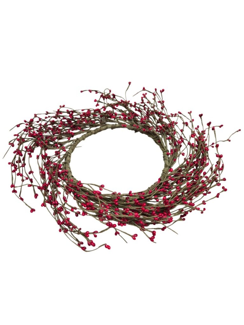 Red Pip Berry Wreath Candle Ring Rustic Christmas Decor 13" Centerpiece or wall